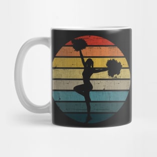 Cheerleader Silhouette On A Distressed Retro Sunset design Mug